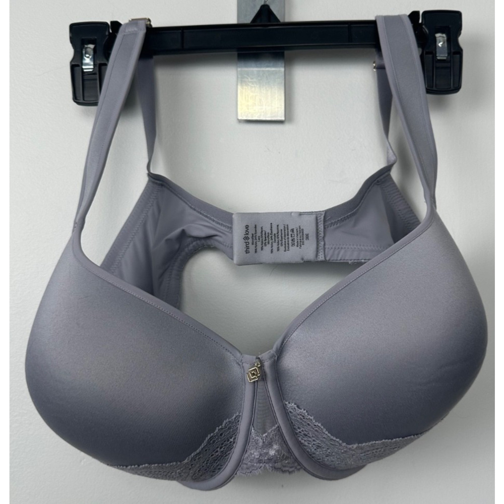 ThirdLove Lace Balconette Bra Gray Lace Lined Underwire 38E D44